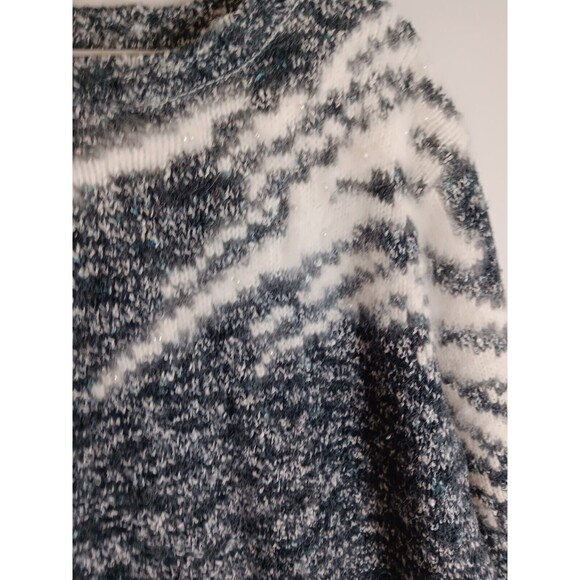 Vintage 90s Pioneer Wear Sweater Pullover Pearl Detail Sz Medium Blue / Cream - Picture 3 of 6